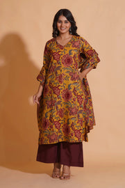 Mustard Maroon Heritage A-Line Suit Set - Himdim Wear