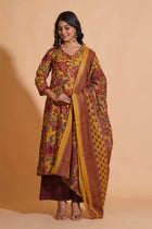Mustard Maroon Heritage A-Line Suit Set
