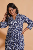Navy Blossom Heritage Kurta Set