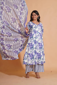 Opulent Lavender A-Line Floral Suit Set