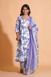 Opulent Lavender A-Line Floral Suit Set - Himdim Wear