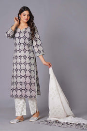 Ornate Paisley Handblock Cotton Suit Set - Himdim Wear