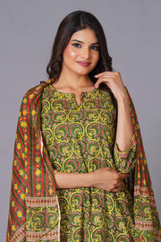 Verdant Paisley Heritage Print Kurta Set - Himdim Wear