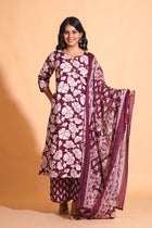 Majestic Maroon A-Line Floral Suit Set